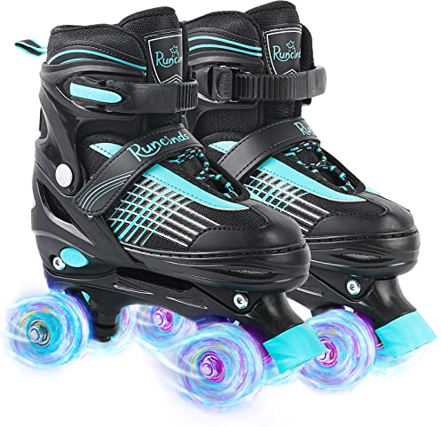 Runcinds Kinder Rollschuhe für Jungen, Kleinkinder, Mädchen 4 Größen Verstellbare