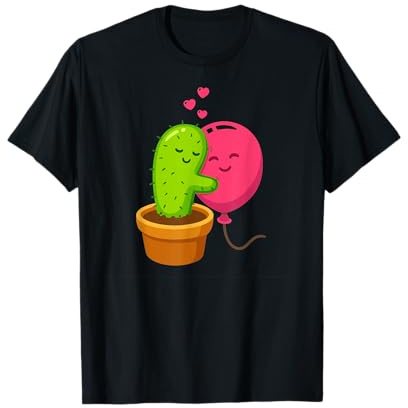 T-shirt con cactus e palloncino in stile cartone animato Maglietta