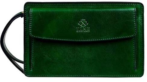 Time Resistance - Bolso de mano de cuero para hombre - Organizador de muñeca - maletín hecho a mano en Italia, Verde