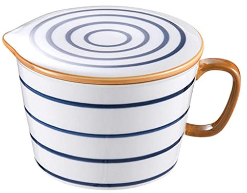 Bols à soupe avec poignées Bol à nouilles ramen curry, grand bol à soupe et couvercle, bol à ramen en céramique, bol de petit-déjeuner, bol à micro-ondes allant au four-bleu-B-1000 ml, 35 oz (couleur