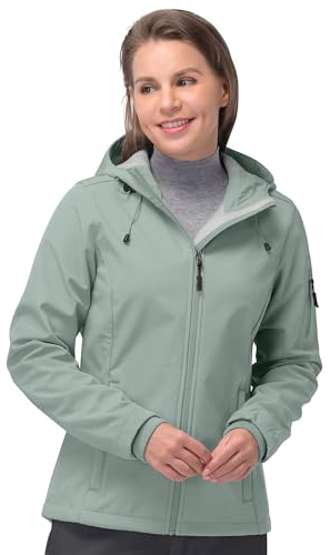 33,000ft Women's Waterproof Jacket, Ladies Lightweight Hooded Softshell Jacket Windproof Fleece Rain Jacket for Outdoor Hiking