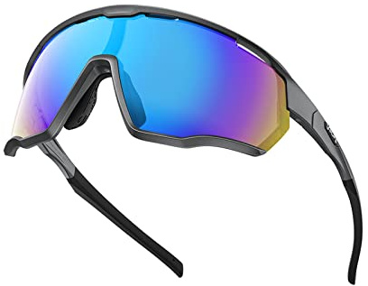 OLIFE Fahrradbrille Polarisierte Sportbirlle TR90 Rahmen für Herren Damen Radfahren MTB Sonnenbrille für Fahren/Angeln/Ski/Laufen(Blau Revo)