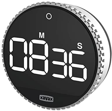 Xavax Timer digital mit Magnet für Backofen, Sport oder Desktop, Eieruhr magnetisch mit Batterie für eine smart Kitchen, digitaler Küchentimer als Kurzzeitwecker oder Küchenwecker mit Alarm u. Ton
