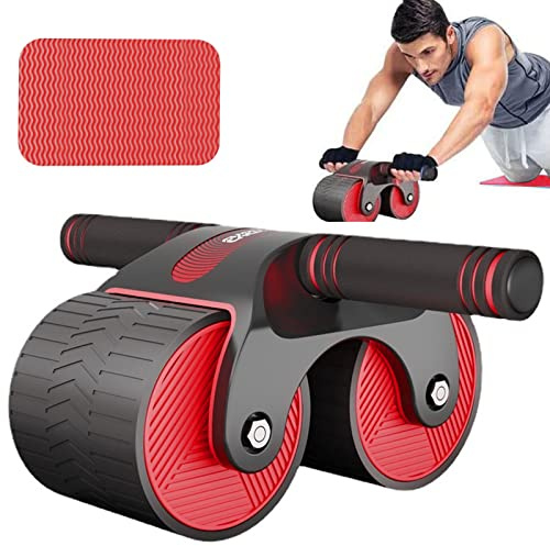 Bauchtrainer Roller, Automatische Rebound Bauchrolle mit Handyhalter, Bauchroller für Bauchmuskeltraining mit Knieschoner, AB Roller Wheel für Das Fitnessstudio Zu Hause