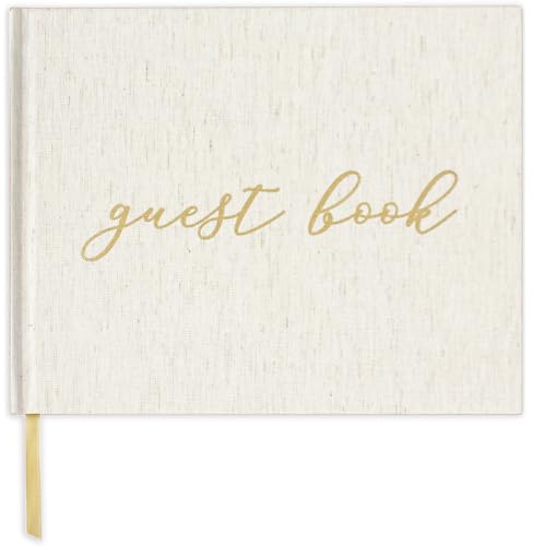 bloom daily planners Wedding Guest Book - Elegant Hardcover Polaroid Guestbook for Receptions, Baby Showers, & Special Events - (7 x 9) 120 Blank Lined Pages for Sign-in and Photos - Linen