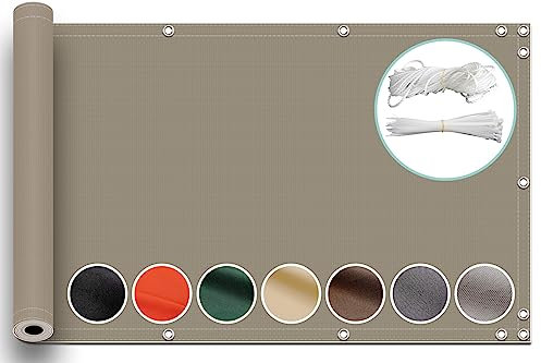 ZQXFZ Balkonbespannung 90x400cm Balkon deko Oxford-Stoff SchattenküHlung, Staubdicht Balkon-Verkleidung Sichtschutz Balkon -Khaki.