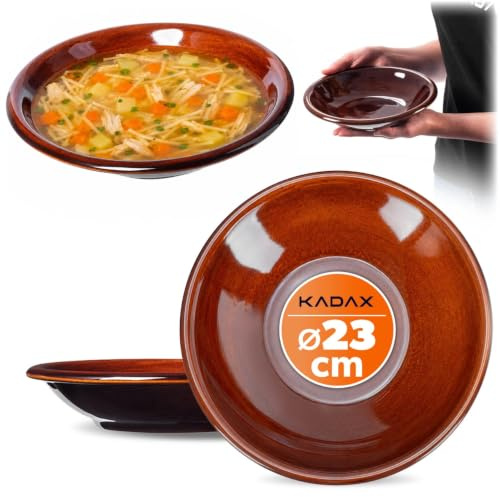 KADAX Lot de 2 assiettes plates en argile avec couche en céramique, lavables au lave-vaisselle, pour petit-déjeuner, gâteaux et desserts