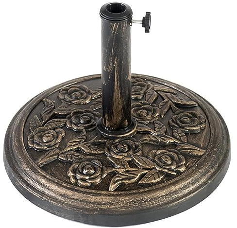 SuperGift.com 9.5kg Cast Iron Garden Parasol Base - Heavy-Duty Round Patio Umbrella Weight Stand with Adjustable Knob, For Outdoor Furniture Umbrella, Canopy, Gazebo, Parasol