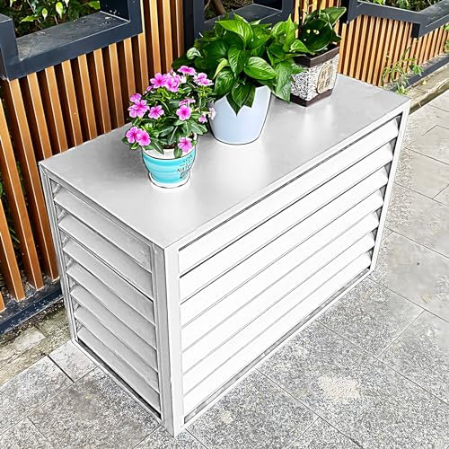 DELURA Abdeckung für Klimaanlage - Weiß - Aluminium - Schutzgitter - Verkleidung - Einfache Montage - Größe - Außenmaße (LxBxH): 110 x 60 x 80 cm (Size : 110x60x80cm)