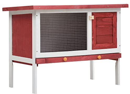 INLIFE Kaninchenstall 1 Ebene Rot Holz,8,25 KG,170830