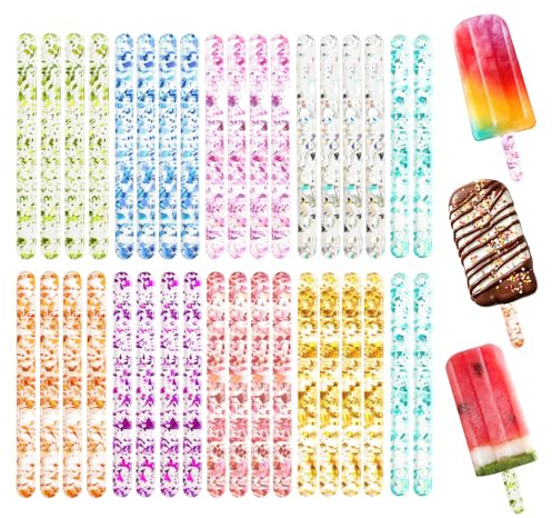 36 palitos acrílicos para paletas, palitos de paletas grandes, palitos de paletas reutilizables y con purpurina, palillos de helado acrílicos útiles para fiestas de festivales
