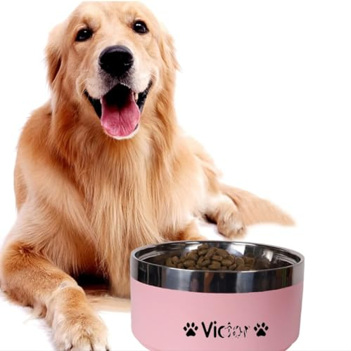 HDLOVE Personalisierte Hundenäpfe Mit Name, Hundenäpfe Edelstahl Für Futter Und Wasser, Maschinenwaschbar, rutschfeste Silikonbasis, Für Haustiere Katzen Und Welpen
