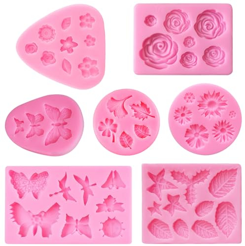 Silikonform Blumen, 7 Stück 3D Blume Silikon Seifen Form, Rose Blumen Fondantformen, Blumen Silikon Fondant Formen für Kuchen Dekoration Schokolade Handgemachte Süßigkeit Herstellung