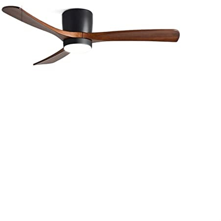 Ventilatori Ventilatore da soffitto in Legno massello con Luce Semplice Sala da Pranzo Soggiorno Camera da Letto Ventilatore a Luce LED Ventilatore Domestico (Colore: Nero, Dimensioni: 48 Pollici)