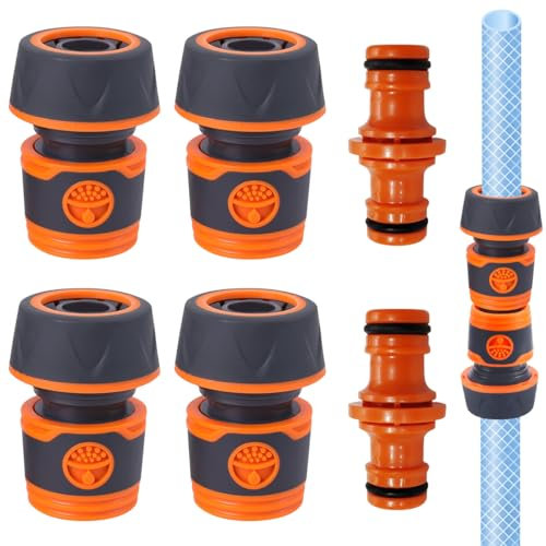 BONHHC Raccordo Tubo Acqua Giardino, 4 Pezzi Attacco Rapido Acqua 3/4, Connettori per Tubi Flessibile da Giardino, Attacchi Rapidi Acqua per Prolunga di Standard Tubo e Irrigazione Giardino (3/4)