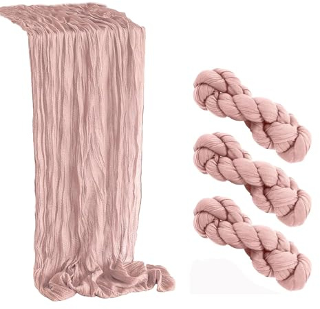 Chemins de table en étamine, décoration de table romantique pour fête prénatale, mariage ou anniversaire (rose, 90 x 300 cm)