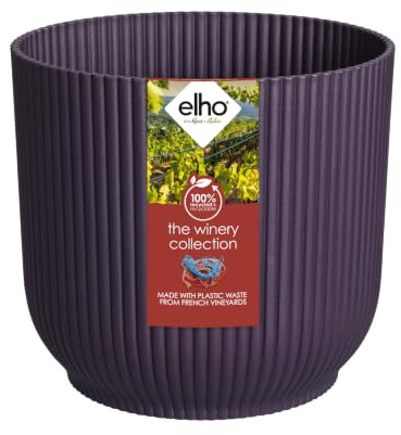 elho The Winery Collection 22cm Blumentopf - Dunkelviolett | ∅ 22.015 x H 20.16 cm | für den Innenbereich | 100% recyceltes Plastik