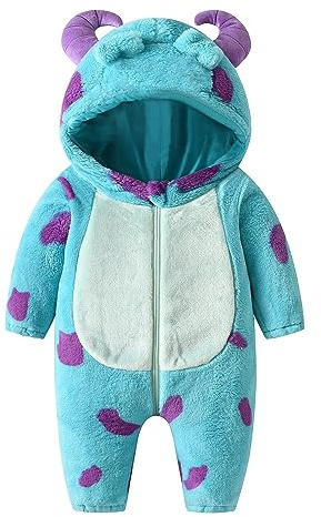 ensswliz Toddler Baby Girl Boy Animal Romper Halloween Costume Fuzzy Warm Fall Winter Fleece Snowsuit Bodysuit Clothes (Blue, 12-18 Months)