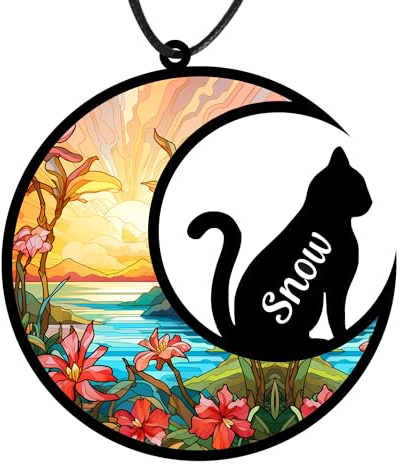 EDSG Pet Memorial Gifts Suncatcher Personalised Dog Memorial Gifts for Loss of Dog Cat Pet Memorial Gifts for Dog Lovers Loss of Dog Sympathy Gift Bereavement Gifts (Cat)