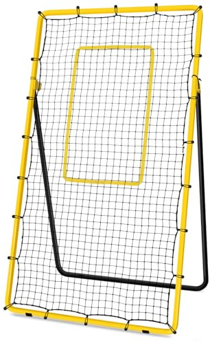 Newbyinn VOLLEYBOLL TRÄNINGSUTRUSTNING VOLLEYBOLL STUDS-RYGGNÄT MED 5 JUSTERBARA STUDSVINKLAR 2,1 X 1,2 M GULT OCH SVART METALL
