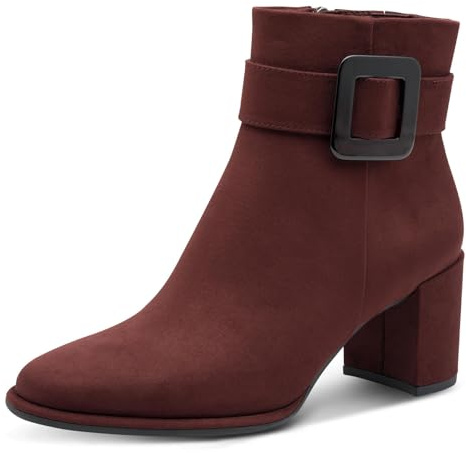 Marco Tozzi Damen Stiefeletten mit Blockabsatz Vegan, Rot (Bordeaux Comb), 41 EU
