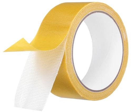 QUARKZMAN Nastro Adesivo in Tessuto Doppio Lato 1.6 Pollici X 33 Ft Nastro in Rete Adesivo Forte Rimovibile, Nastro di Montaggio a Doppio Lato Multifunzionale, (Giallo)