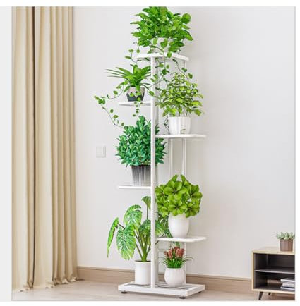 HAOHIZE Tall Plant Stand 6 Tier, Indoor Iron Flower Shelf, Plant Pots Stand, Planter Display Shelf, Corner Shelf Stand for Outdoor, Patio, Garden, Living Room, Balcony Bedroom (White)