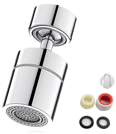 Kitchen Tap Spray Head, Faucet Aerator, 22mm, 360° Swivel, Dual Function | 360 Degree Swivel Function, Dual Function Spray Modes, Solid Brass And ABS Build, Universal Tap Adapter Fit
