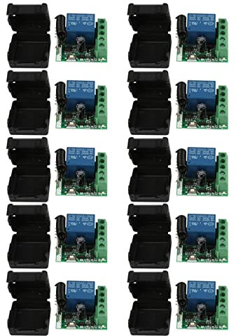 Lckiioy 10X DC 12V 1CH 433MHz Interruptor de Control Remoto Inalambrico Universal Receptor de Rele de RF 433 MHz Modulo