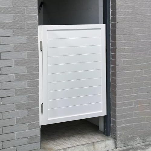 Portail de jardin en bois double porte battante avec charnières pour la maison, la cuisine, la porte, blanc, 80 x 90 cm (l x H)