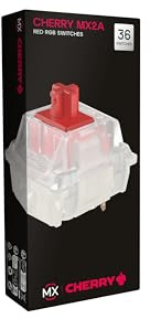 Cherry MX2A RGB Red Switch Kit, 36 Interruptores Mecánicos para Teclado DIY, Hot Swap o Gaming, Interruptor Lineal sin Clic, Suave y Directo