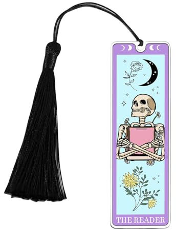 GlamRays Geschenke für Buchliebhaber für Frauen, lustige Weihnachts-Lesezeichen für Damen und Herren, Tarotkarten in Skelettform (Violett)
