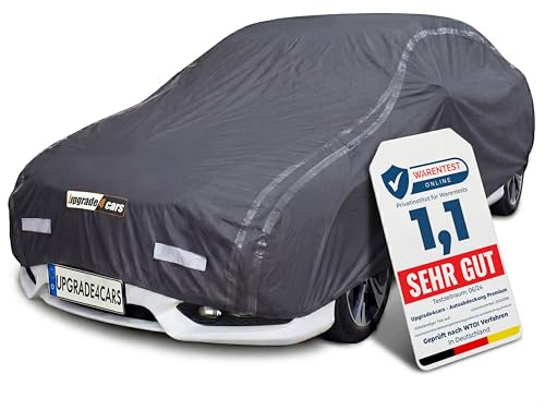 Upgrade4cars Premium Autoabdeckung Version 2026 Pkw XS 375x172x120 cm | Auto Abdeckplane Komplett | Schutz vor Schmutz & Wetter | Extra Reflektoren an der Außenseite | Sommer & Winter