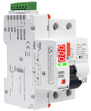 BuyWeek FI Schutzschalter 2polig Sicherungsautomat Smart Circuit Breaker Automatische Wiedereinschaltvorrichtung FI Schalter mit Digitalanzeige AC230V 40A 300mA GYAR9-AC-G (mit AC-Typ)