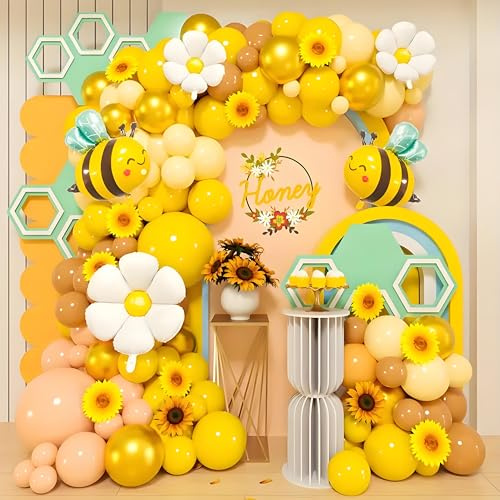 Guirlande de ballons, motif abeille, or jaune, décoration d'anniversaire pour fille, anniversaire d'enfant, guirlande de ballons pour fête prénatale, décoration de mariage, décoration de fête