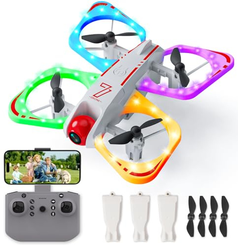 Handwell Drone con Telecamera, Mini Drone per Bambini Giocattolo HD 720P, Drones con Luci LED/Rotazione 3D/volo Circolare, RC Quadricottero, Giocattolo Regali per Bambini e Bambine dai 6, 7, 8+ anni