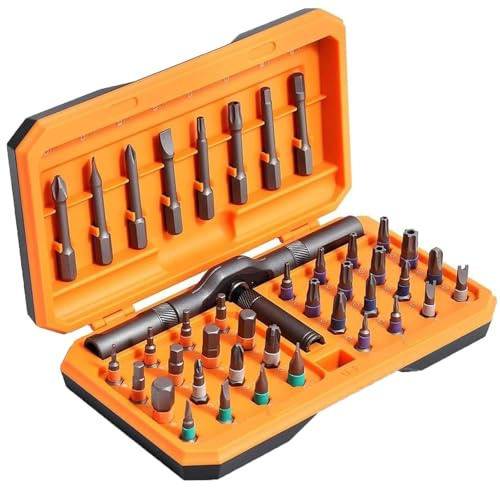 42-in-1 Ratchet Screwdriver Set with Detachable T Handle Ratchet Screwdriver, Screwdriver Set for Computer, Eyeglass,Bicycles, WatchRing DoorbellFurniture and DIY(Orange)