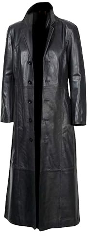 Men's Duster Long Pu Coat Slim Fit Leather Jacket Motorcycle Faux Leather Trench Coat