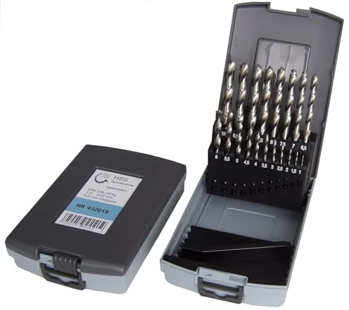 PRO by Lienemann® Metallbohrer Set | HSS Bohrer Set 1-10 mm | Metallbohrer Profi 19-tlg. | HSS G Bohrer Kassette DIN 338, Typ N | Spiralbohrer Metall | Art. Nr. RK432019