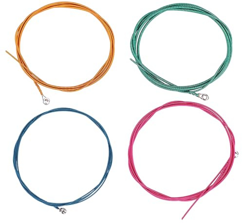 OVAQUIXI E-Bass-Saiten, 4-saitige Gitarrensaiten für 4-saitigen E-Bass mit Blau, Rose, Rot, Gelb, Grün, 1,16, 1,44, 2,0, 2,54 Mm