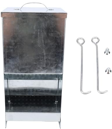 Qcwwy Kaninchen-Futterstation, Kaninchen-Futterstation mit Regenschutz, Schwerkraft-Futtertrog für Kleintiere mit Deckel, Außenkäfig-Futterstation für Gärten und Innenhöfe
