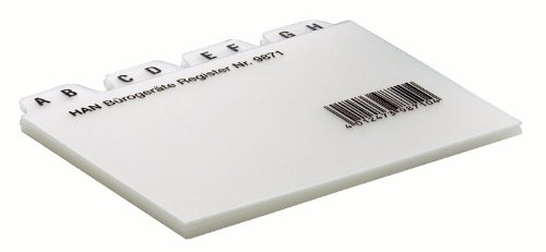 HAN Register DIN A7 quer, Karteiregister, stabiles 12-teiliges Leitregister A-Z, 9871, transluzent-klar