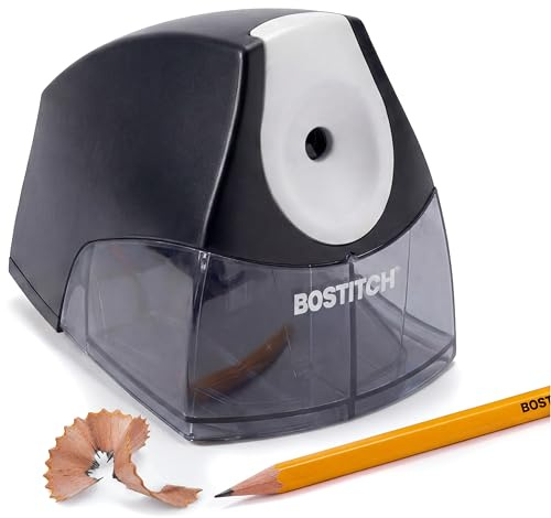 Bostitch Office Electric Pencil Sharpener for Classroom & Desk Use, Heavy-Duty Stall-Free Motor, High-Capacity Shavings Tray, Black