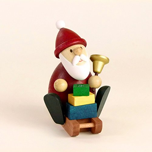 Holzfigur Weihnachtsmann mit Schlitten und Geschenken HxB 9,5x6,5cm NEU Seiffen Erzgebirge Dekoration Holzfiguren Weihnachten Fensterschmuck Spielzeug Deko Weihnachtsfigur