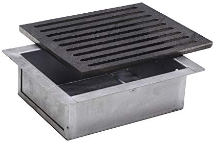 Fonderia Bongiovanni | Griglia in Ghisa | Griglia per Camino | Stufa Pellet | Barbecue Fondello per Cenere | 24x19 cm | con Cassetto Raccolta Cenere | Accessori Camino