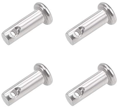 sourcing map 4 Stück Steckbolzen Einloch Gabelkopf Stift 4mm X 12mm Splintstift Flachkopf 304 rostfrei Stahl Verbindungsscharnierstift