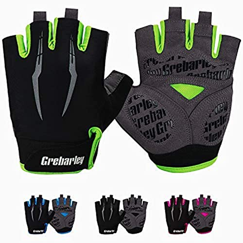 Grebarley Guantes de Ciclismo,Guantes MTB,Adecuado para Ciclismo de Montaña,Todo el Vehículo de Terreno,Bicicleta de Montaña,Guantes de Verano para Hombre/Mujer (Verde, XL)