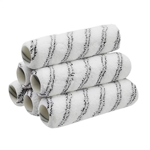 Amazon Basics Microfiber Paint Roller Covers for Painting Walls, Smooth Finish, Washable, 9 x 3/8, 6-Pack