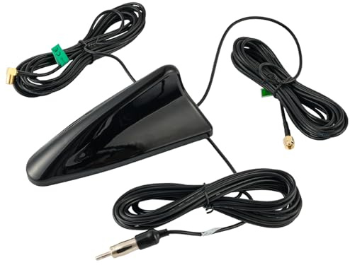 Vecys DAB+ FM/AM GPS Autoantenne Haifischflossen Autoantenne SMB Weiblich auf SMA Männlich auf DIN Männlich Autodach 5 m RG174 Kabel für GPS Navigationssystem