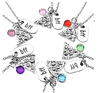 OUTLETISSIMO® Set mit 6 Halsketten Anhängern aus Kristall, 6 Stück, BFF Best Friend Friends, Kristall, Metalllegierung, Unisex, Frauen, Modernes Design, Halskette